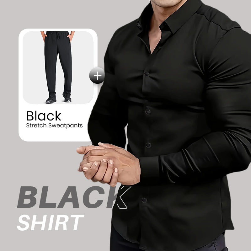 Men's Solid Color Lapel Long Sleeve Button-Down Shirts