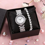 🎁Exquisite Crystal-Studded Ladies' Watch with Bracelet