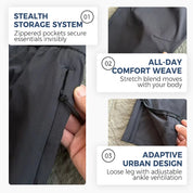 Neutral Side-Zip Cargo Pants with Slit