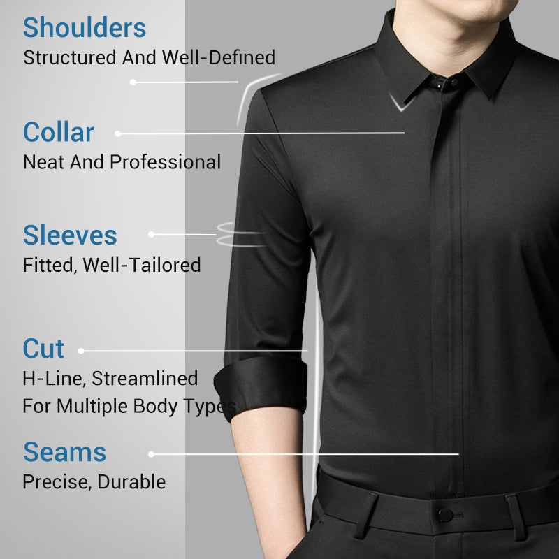 ✨👔2025 New Men's Classic Shirt with Hidden Zipper/ Easy to Put On and Take Off