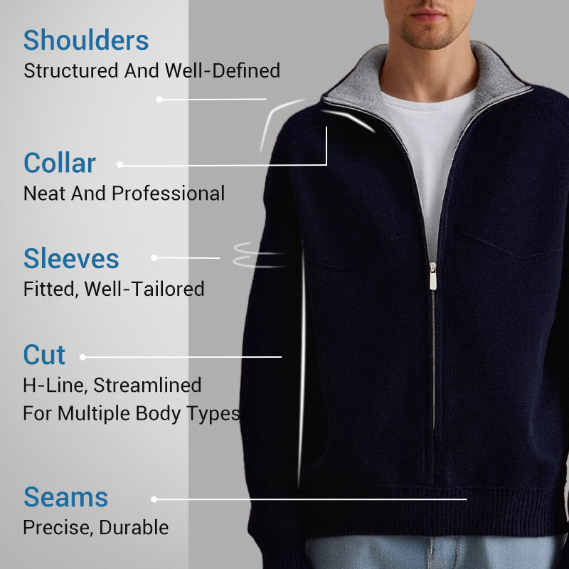 Men's Color-Blocked Zipper Sweater
