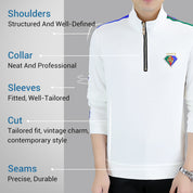 Men's Half-Zip Stand Collar Diamond Embroidered Jacket