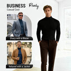 Men's High-Neck Slim-Fit Solid Color Minimalist T-Shirt