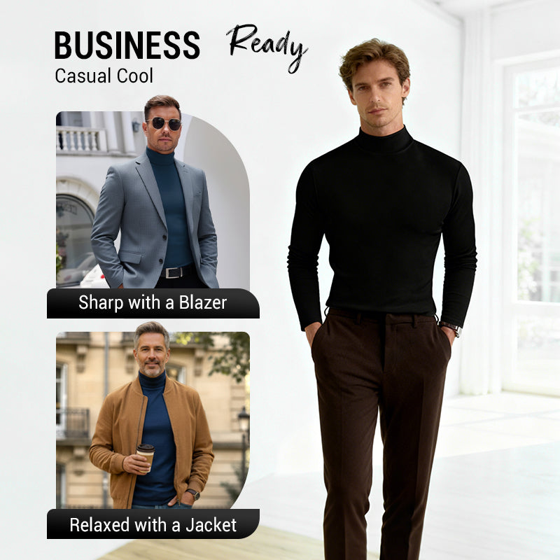 Men's High-Neck Slim-Fit Solid Color Minimalist T-Shirt