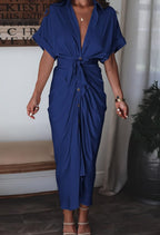 🔥2026 Summer New-❤️ Women Satin Button Shirt Dress