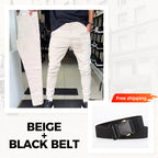 👖Men’s Casual Slim-Fit Solid Color Pants+Belt (✈️Free Shipping)