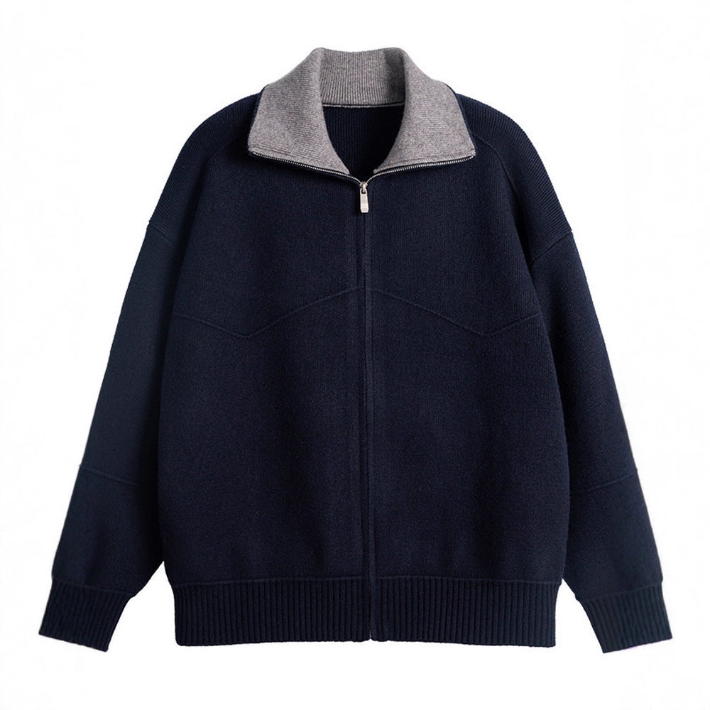 Men's Color-Blocked Zipper Sweater