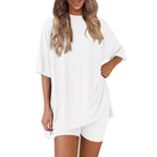 🌸Casual Oversized 2-Piece Lounge Set with Crewneck & Split Hem💃