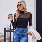 💃Last Day Sales -50% OFF🎉Women's Sparkle Mesh Sheer Long Sleeve Ruched Top