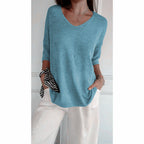 💎 60% OFF! 💎 Solid Color Knitted V-Neck Top – Minimalist Elegance, Breathable Comfort & Timeless Style 🥰👚