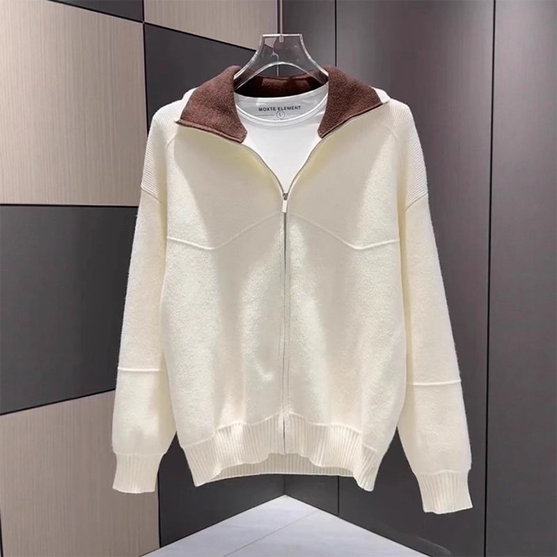 Men's Color-Blocked Zipper Sweater