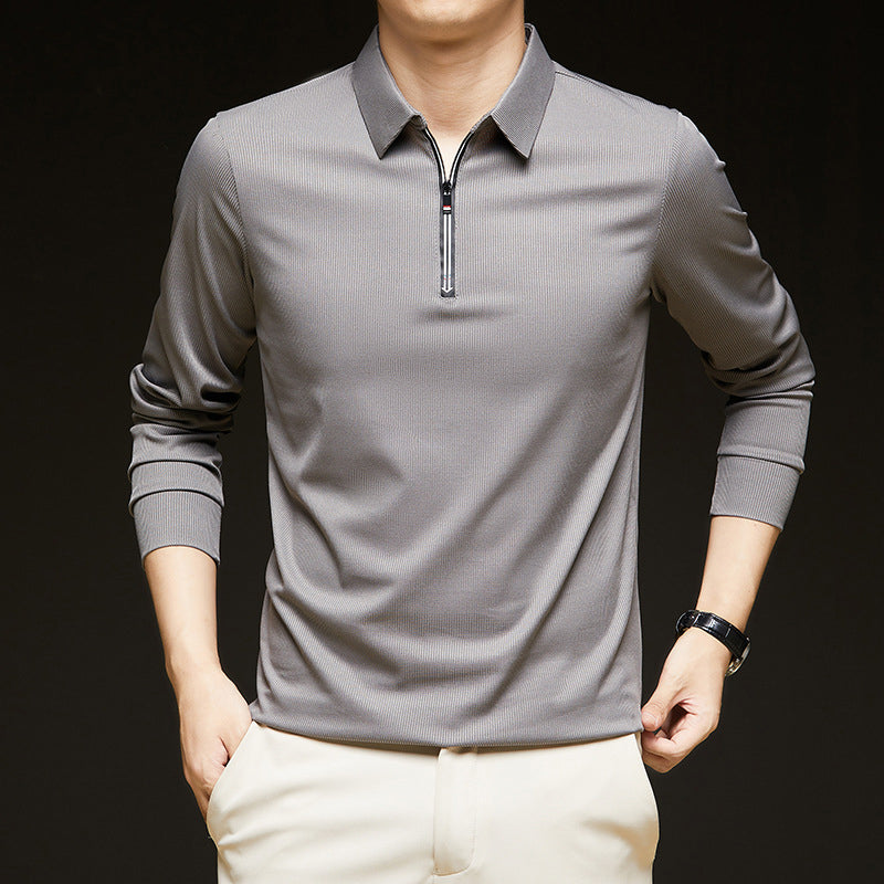 Men's Half-Zip Knit Stand Collar Textured Long Sleeve