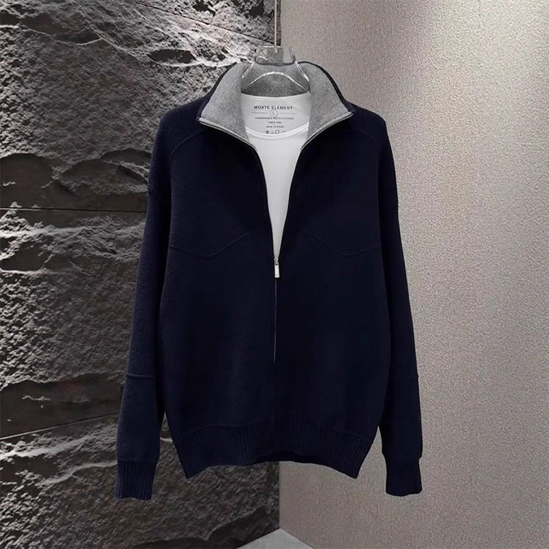 Men's Color-Blocked Zipper Sweater