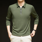 Men's Half-Zip Knit Stand Collar Textured Long Sleeve