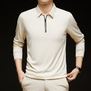 Men's Half-Zip Knit Stand Collar Textured Long Sleeve