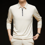 Men's Half-Zip Knit Stand Collar Textured Long Sleeve