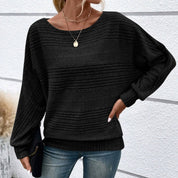 Autumn Sale-50% Off🌹Solid Round-Neck Striped Top with Long Sleeves