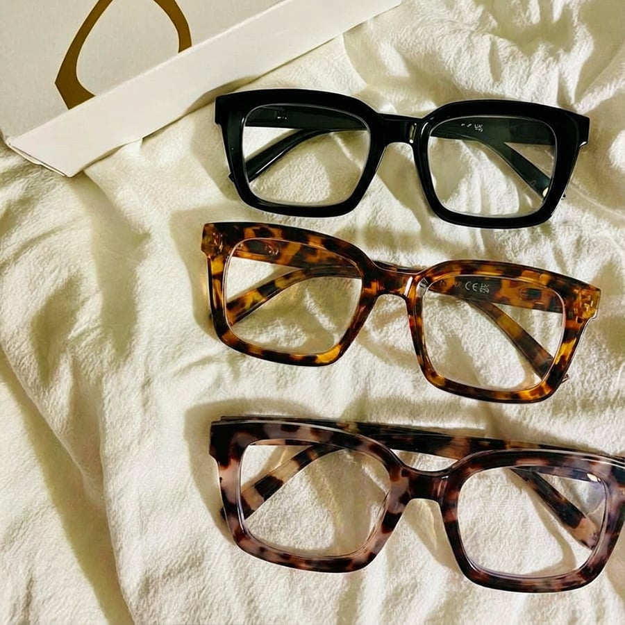 🎁Last Day✨👓Tortoiseshell Reading Glasses – Blue Light Blocking Oversized Square Readers