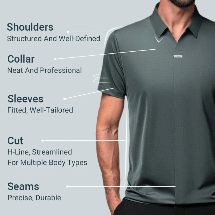 👑Fliwos Men’s Breathable Casual Lapel Wrinkle-free T-shirt