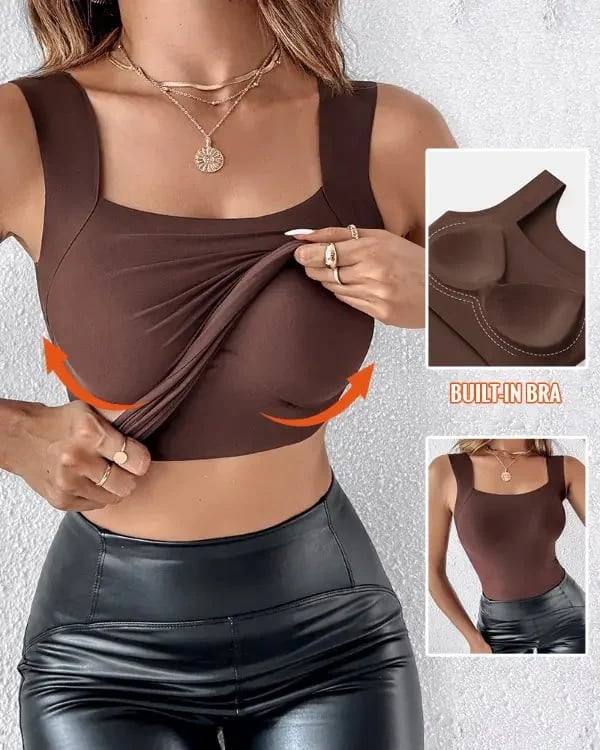 🔥HOT SALE🔥💐Women's U Neck Thermal Tank Tops with Built-In Bra