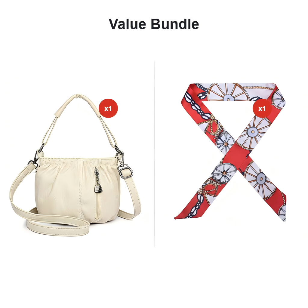 🎀2026 New Arrival🔥Casual Pleated Bucket Soft Leather Handbag Shoulder Bag