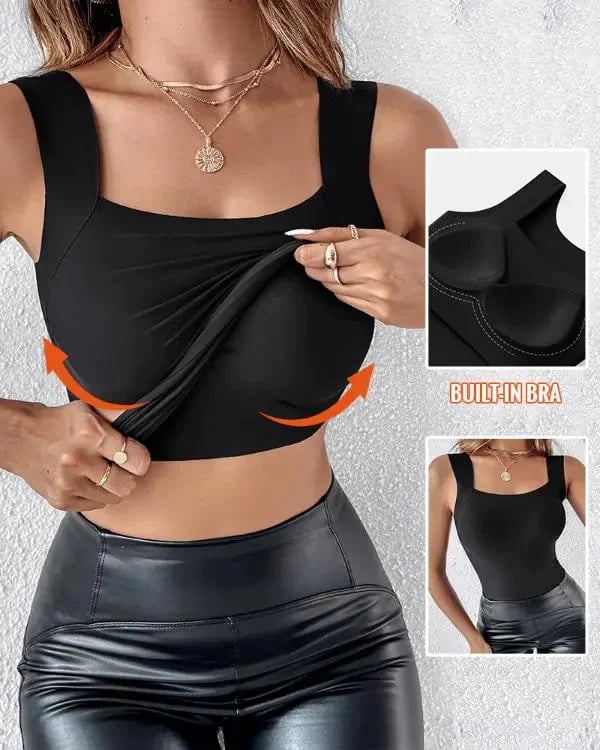 🔥HOT SALE🔥💐Women's U Neck Thermal Tank Tops with Built-In Bra