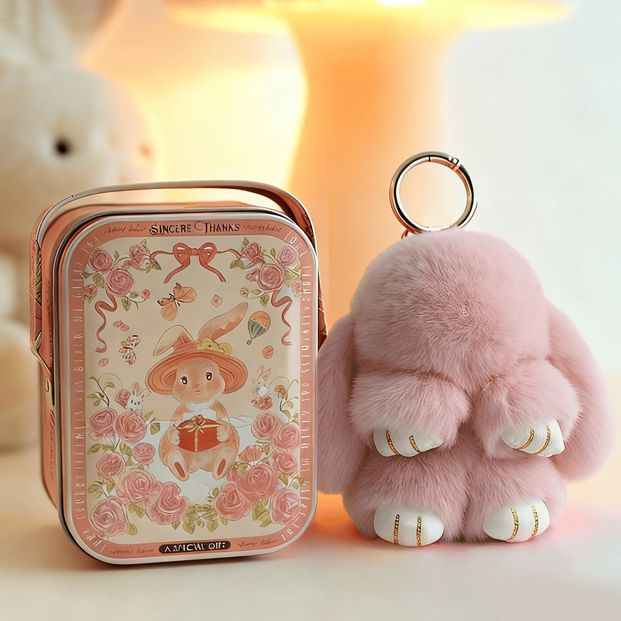 🐰60% OFF NOW! 🏆 Handmade Soft Bunny PomPom Charms – Adorable Design, Premium Yarn & Perfect for Bags/Keys 🎀