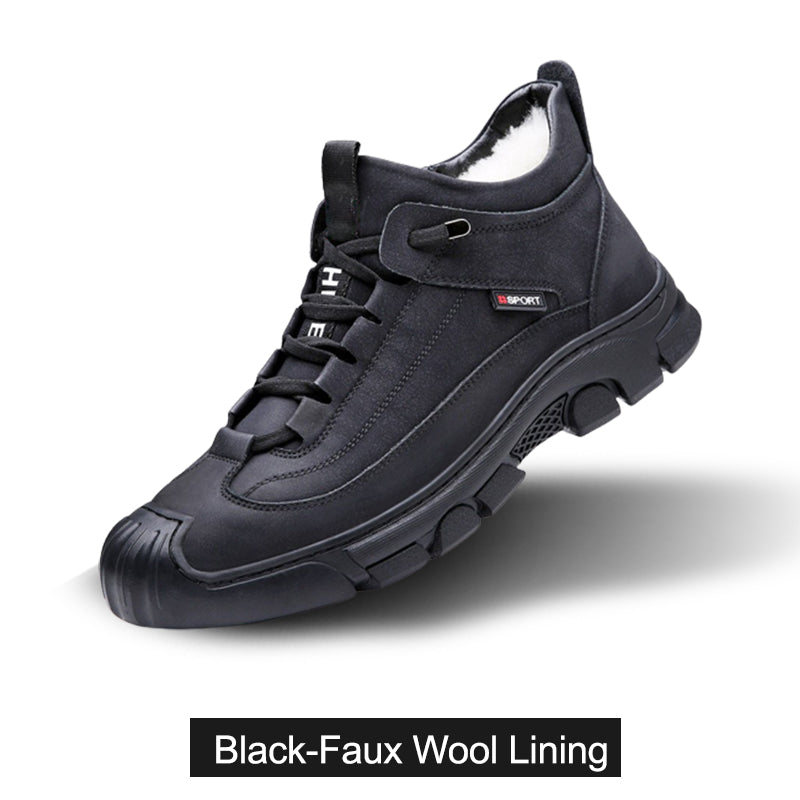 Limited-time 50% off⚡Men's Faux Wool Lining Leather Sneaker
