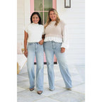 👖Vintage Wash Plus-Size Jeans — Stretchy & Straight Leg Fit