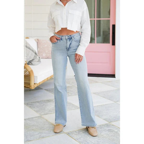 👖Vintage Wash Plus-Size Jeans — Stretchy & Straight Leg Fit