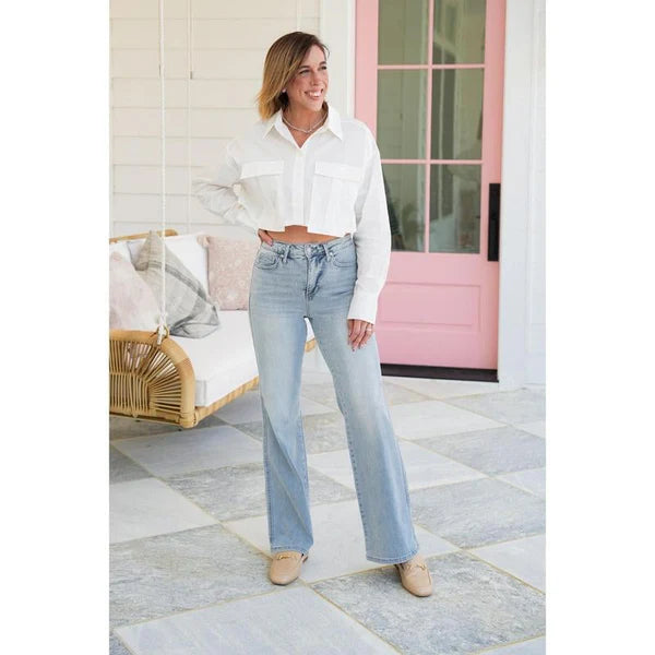 👖Vintage Wash Plus-Size Jeans — Stretchy & Straight Leg Fit