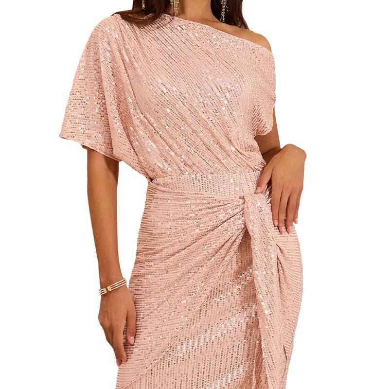 💃Last Day Sales 60% OFF🎉Sparkly One-Shoulder Ruched Dress