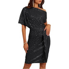💃Last Day Sales 60% OFF🎉Sparkly One-Shoulder Ruched Dress