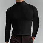 Men's High-Neck Slim-Fit Solid Color Minimalist T-Shirt