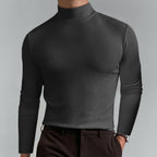 Men's High-Neck Slim-Fit Solid Color Minimalist T-Shirt