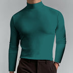 Men's High-Neck Slim-Fit Solid Color Minimalist T-Shirt