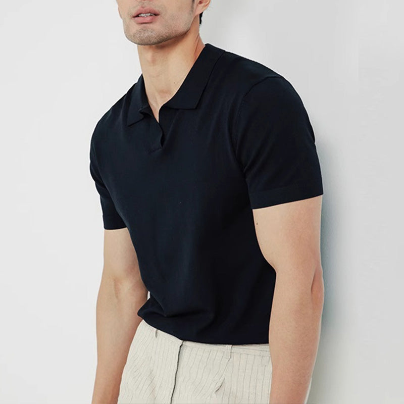 Men’s Shirt Collar Solid Color Summer Tops