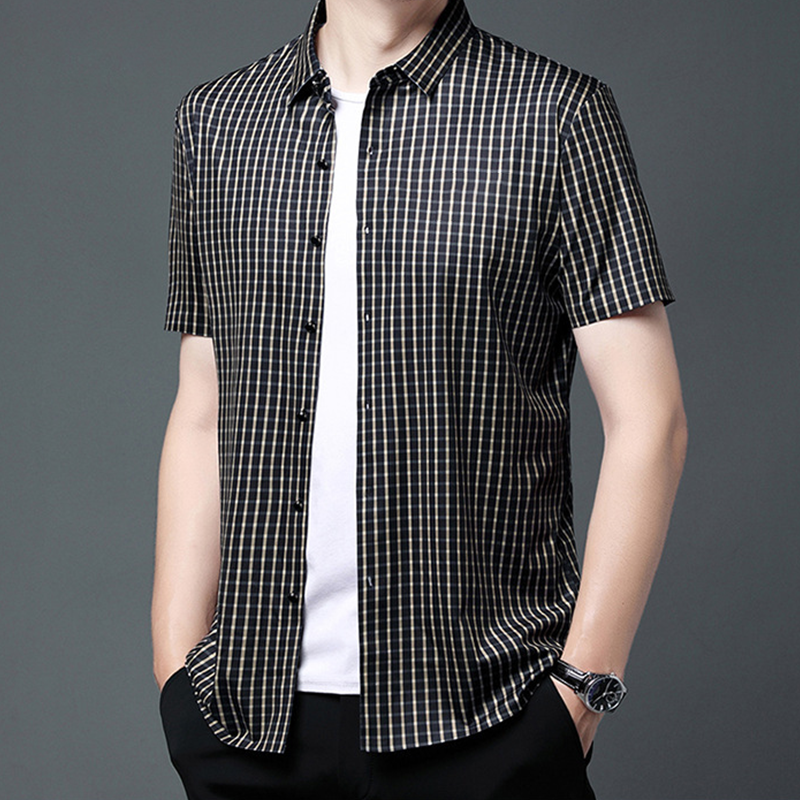👑Fliwos® Men's Business Casual Short Sleeve Plaid Shirt