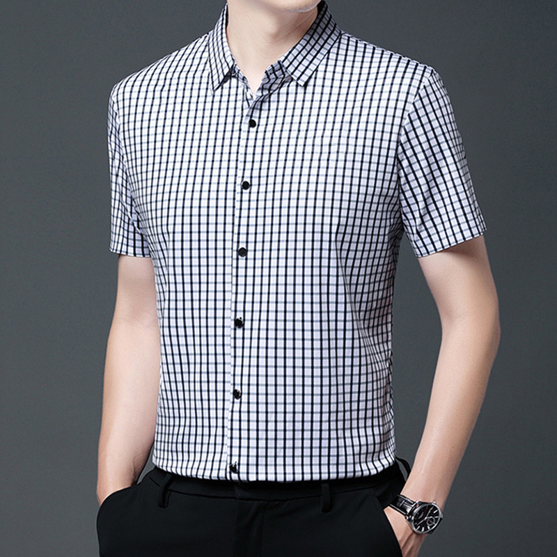 👑Fliwos® Men's Business Casual Short Sleeve Plaid Shirt