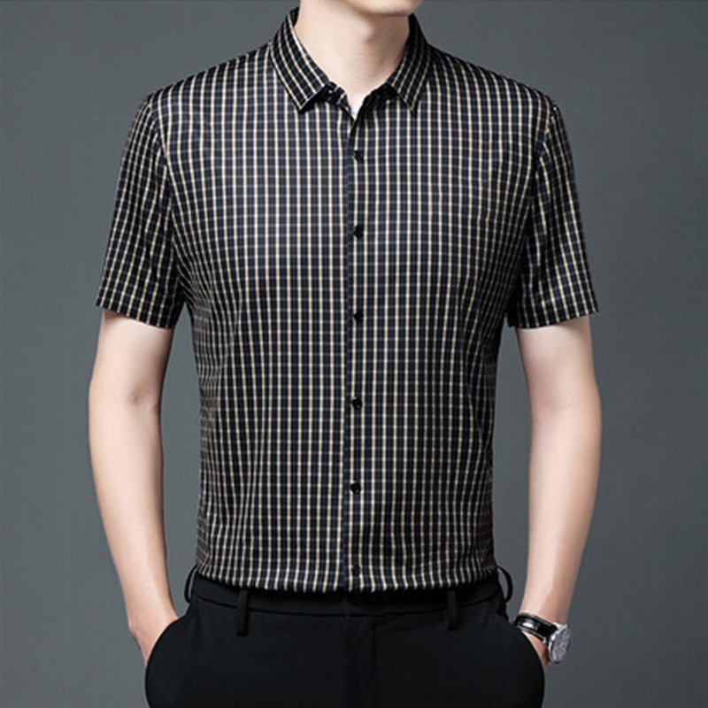 👑Fliwos® Men's Business Casual Short Sleeve Plaid Shirt