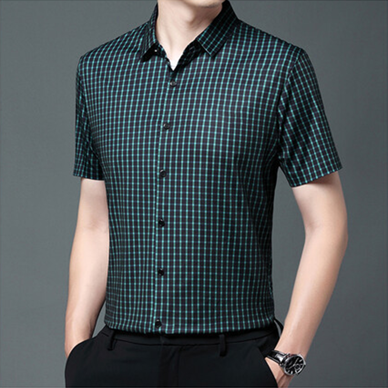 👑Fliwos® Men's Business Casual Short Sleeve Plaid Shirt