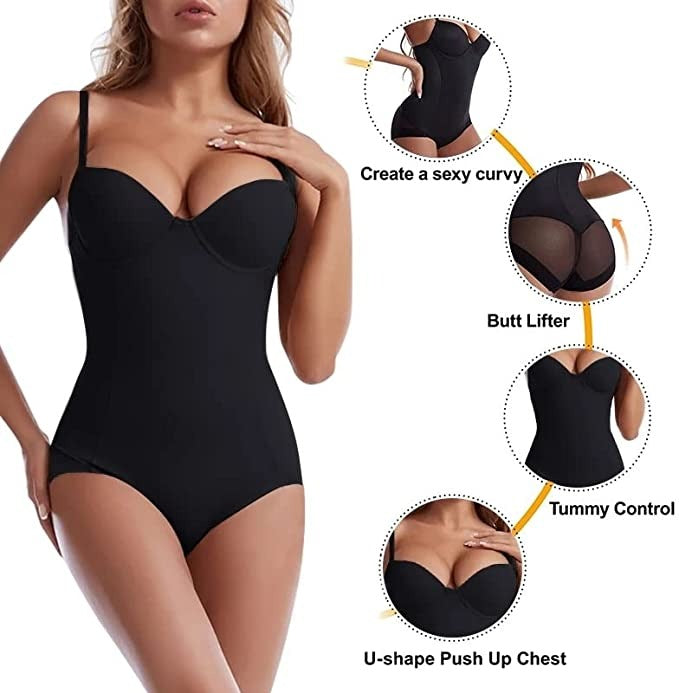 🏆Shapewear Bodysuit with Bra | Ruched Slimming Adjustable Waist✨