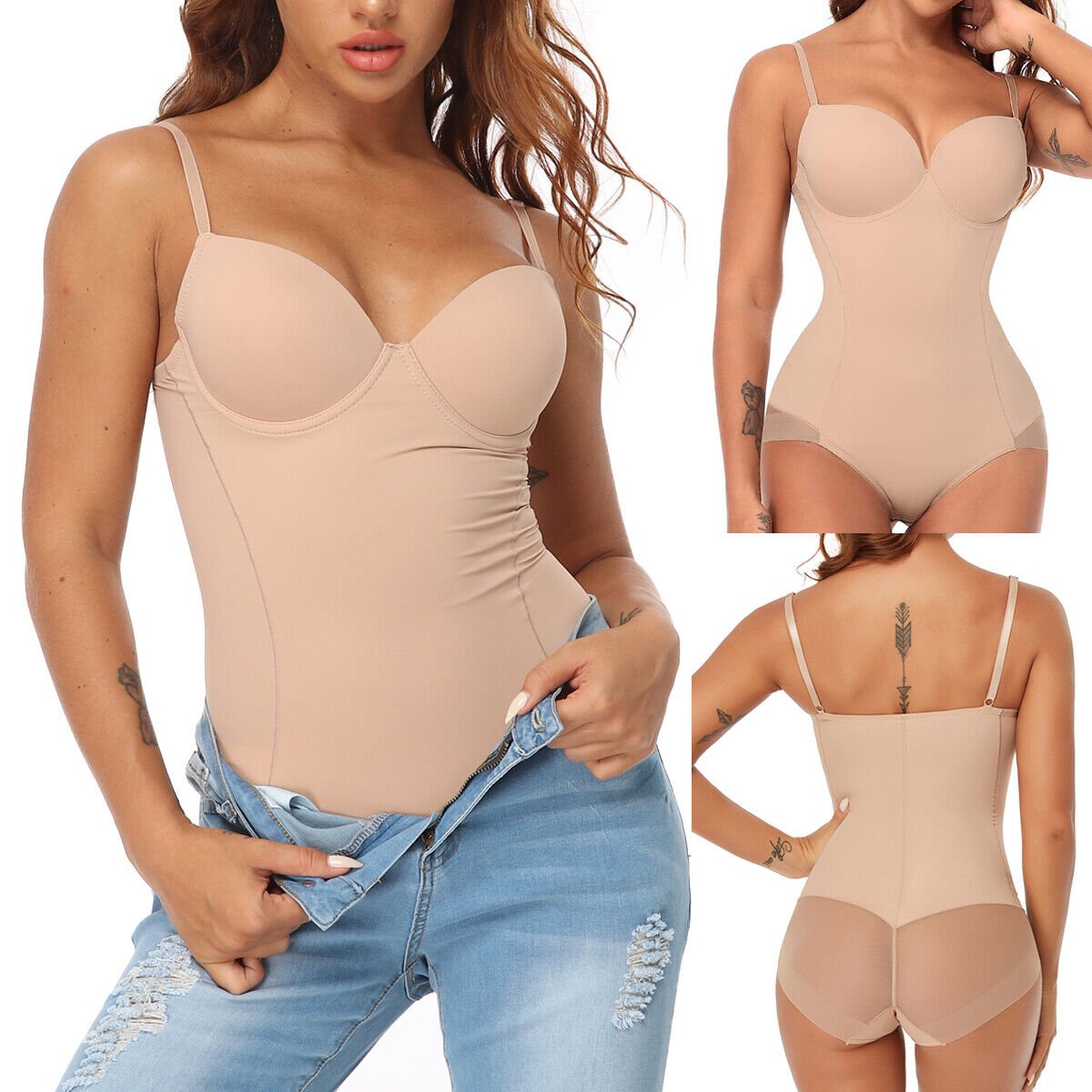 🏆Shapewear Bodysuit with Bra | Ruched Slimming Adjustable Waist✨