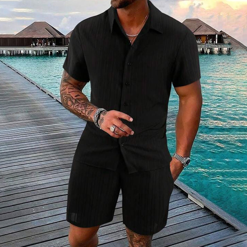 CASUAL STYLE✨Men's Loose Short Sleeve Shirt & Shorts 2-Piece Set