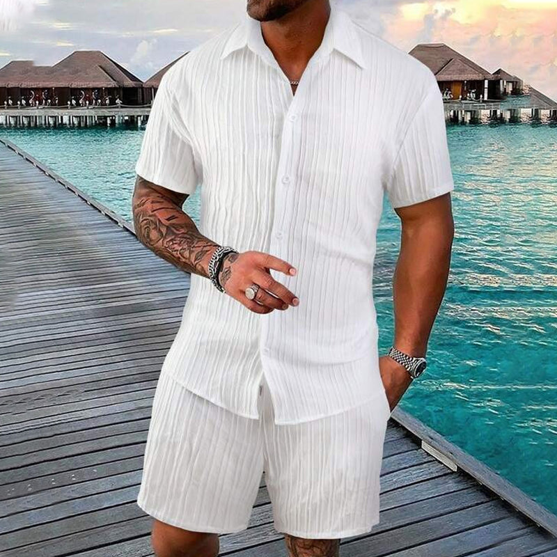 CASUAL STYLE✨Men's Loose Short Sleeve Shirt & Shorts 2-Piece Set