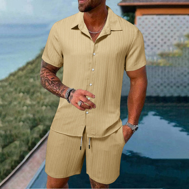 CASUAL STYLE✨Men's Loose Short Sleeve Shirt & Shorts 2-Piece Set
