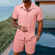 CASUAL STYLE✨Men's Loose Short Sleeve Shirt & Shorts 2-Piece Set