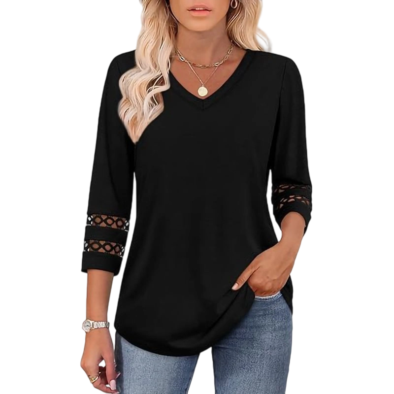 🌞Summer Sale 49% OFF🔥Women’s Solid Casual V-Neck Top with 3/4 Sleeves