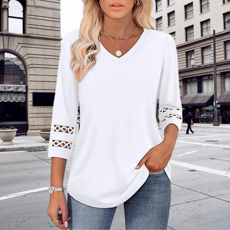 🌞Summer Sale 49% OFF🔥Women’s Solid Casual V-Neck Top with 3/4 Sleeves