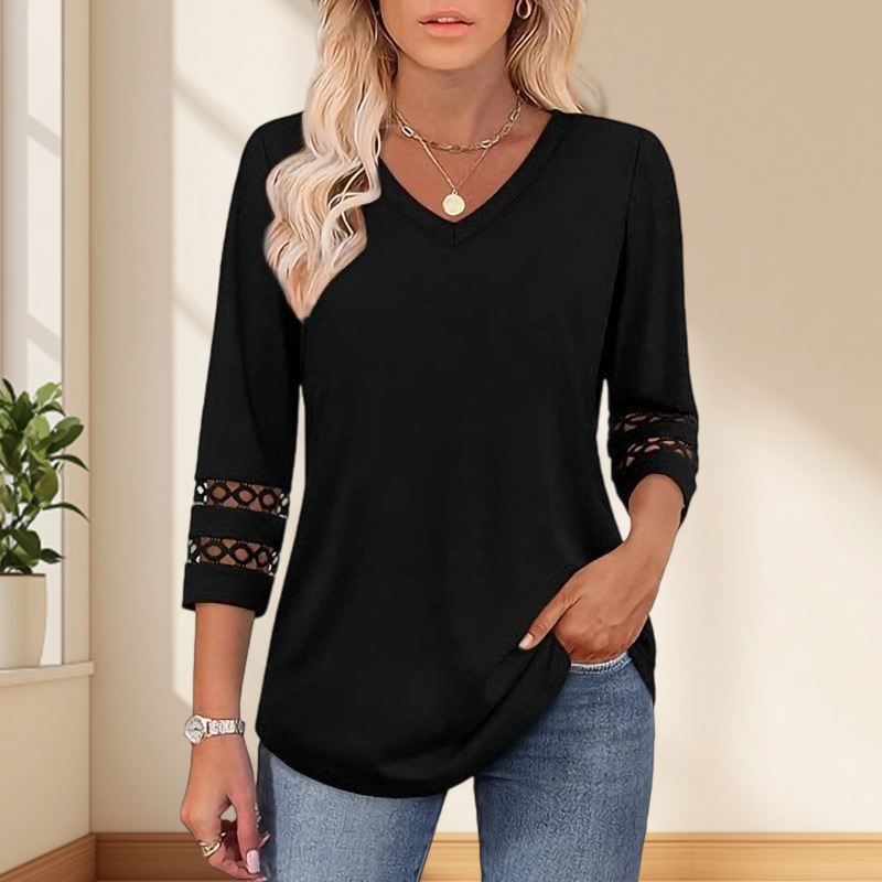 🌞Summer Sale 49% OFF🔥Women’s Solid Casual V-Neck Top with 3/4 Sleeves